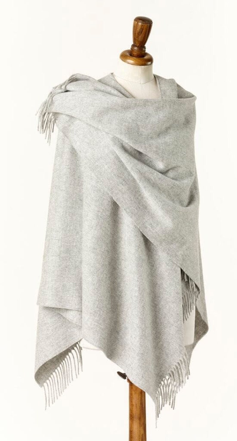 Bronte Moon Ruana Merino Lambswool Plain Silver Gray Ruana Etsy