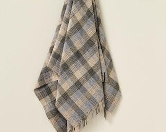 Manta de lana de cordero merino - Patchwork natural - Hecha en Inglaterra