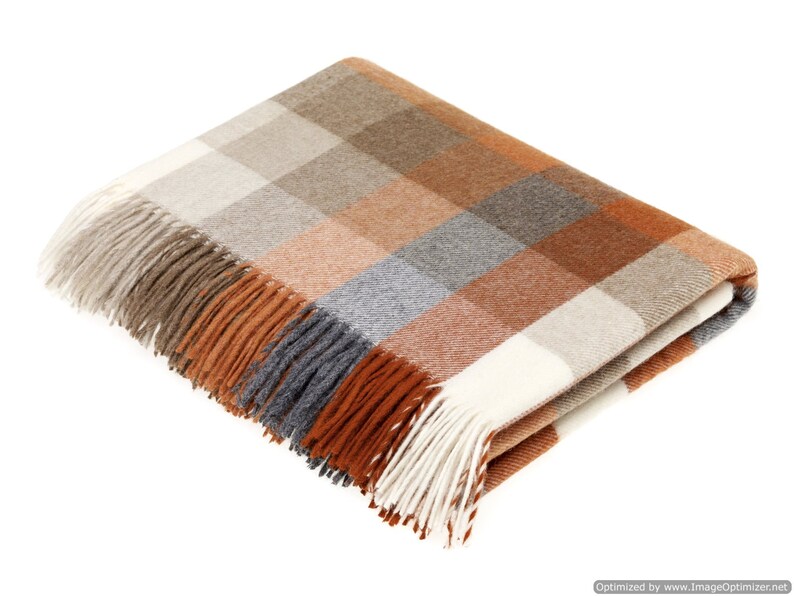 Merino Lambswool Throw Blanket Harlequin Saffron Burnt Etsy