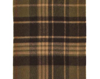 Estate Plaid-Olive-Merino Lambswool Throw-Made in England