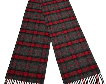 Bentham Red|Gray Scarf, Merino Lambswool, Made in England