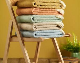 Herringbone Collection - Merino Lambswool Throw Blanket - Made in England