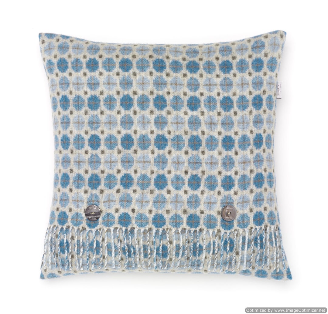 Merino Lambswool Throw Pillow, Decorative Pillow Milan Aqua Blue Gray