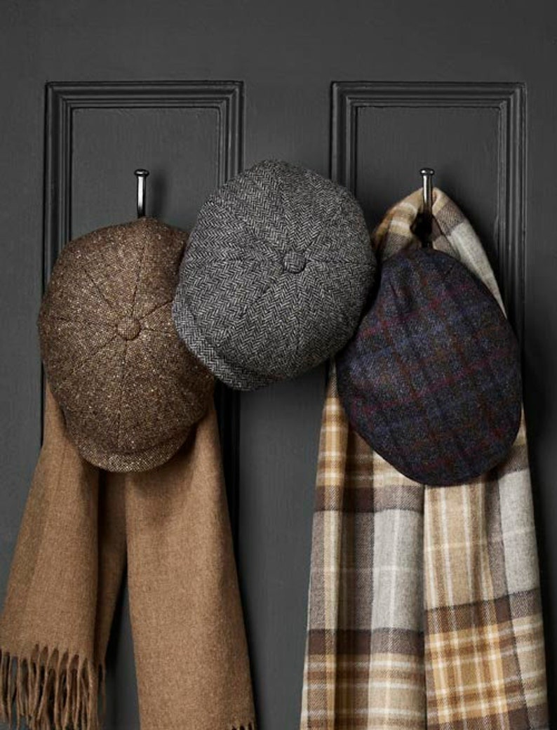 Herringbone Baker Boy Cap Country Brown Unisex Newsboy Cap Hat Made In England