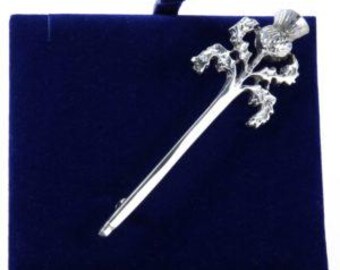 Lady Ann of Glencoe - Pin Collection - Single Thistle with Leaves - Kilt Pin
