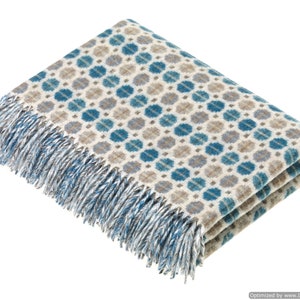 Merino Lambswool Throw Blanket - Milan - Eucalyptus, Made in England