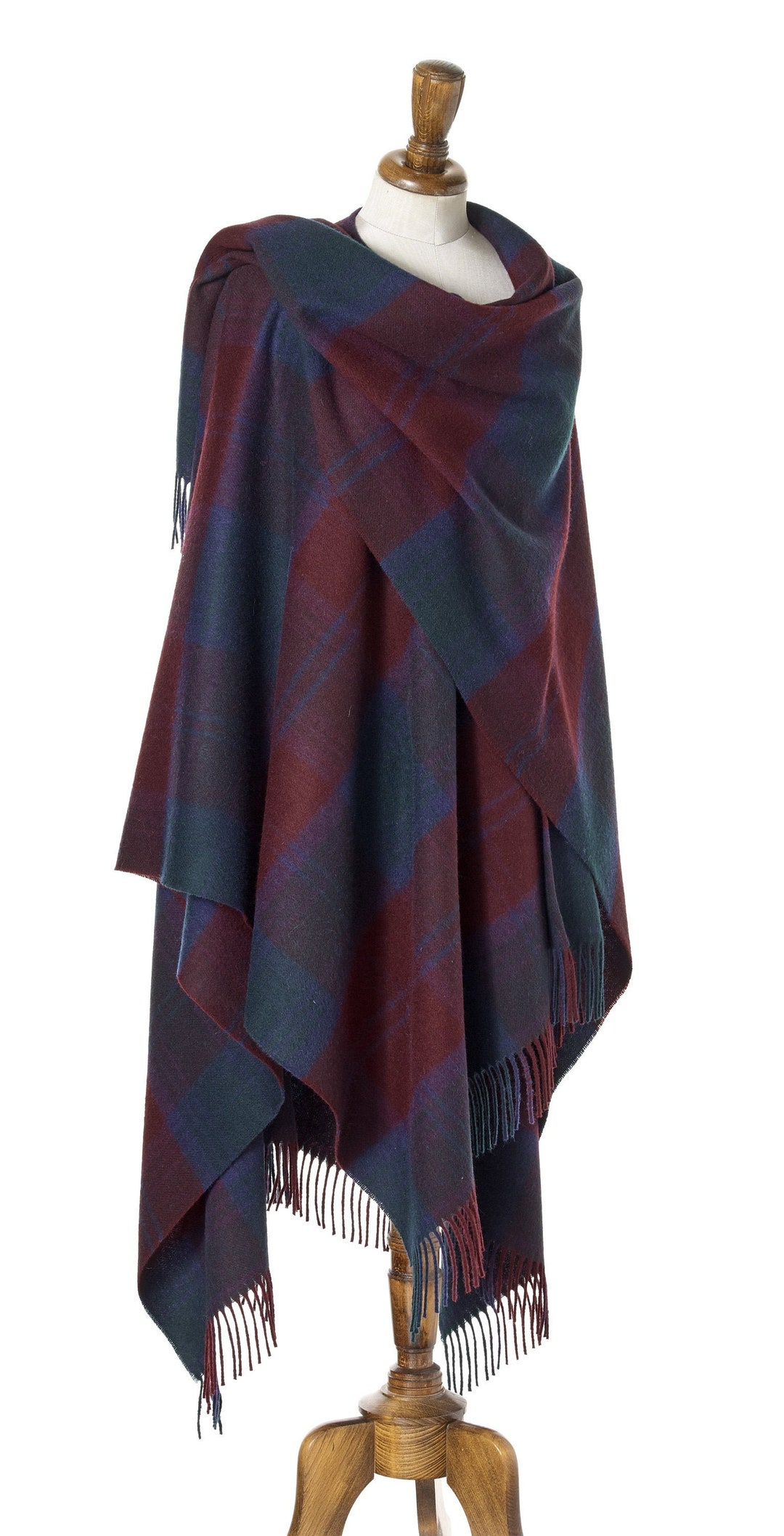 Bronte by Moon Full Size Ruana Merino Lambswool Tartan Lindsay Etsy