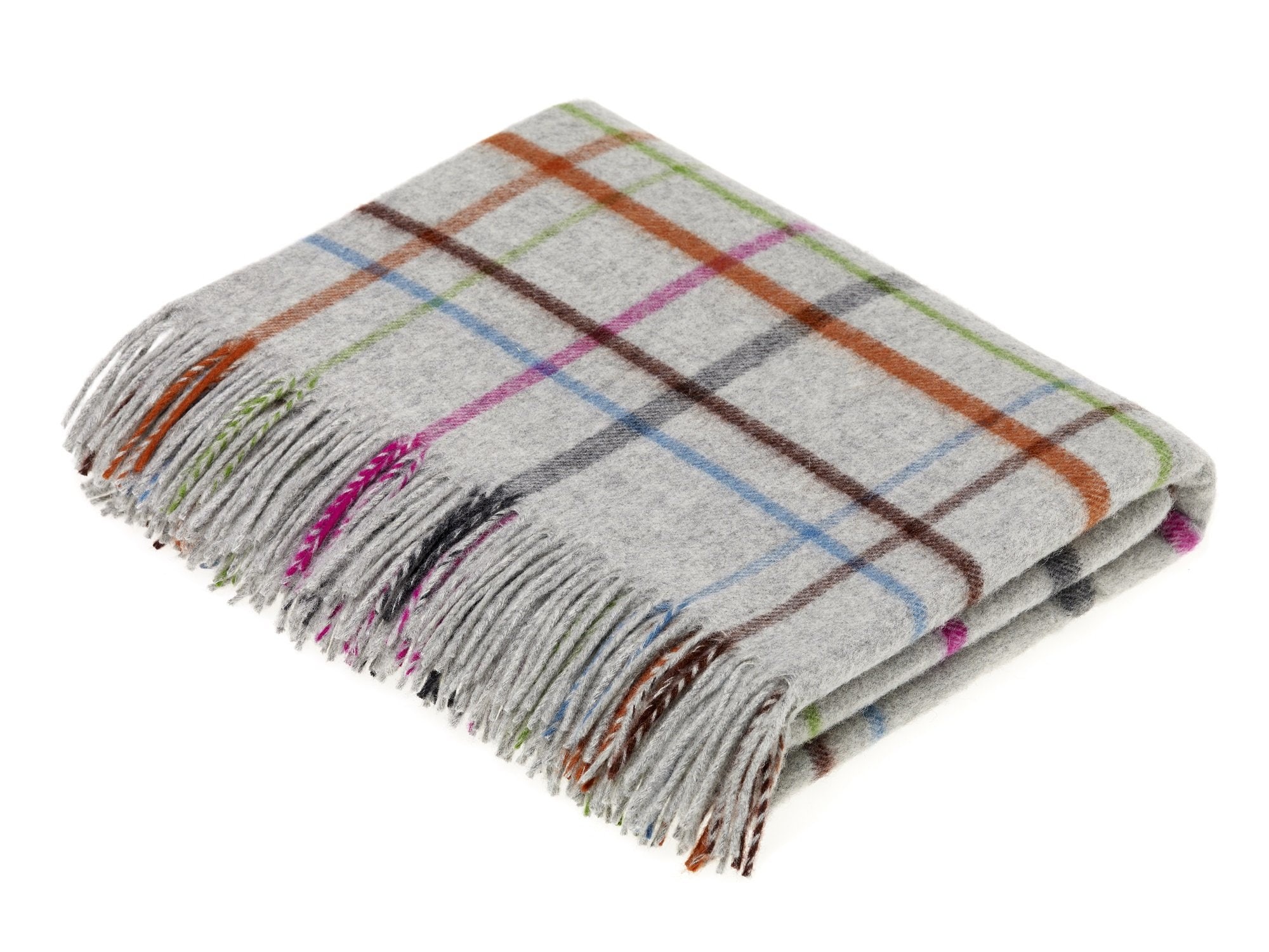 Merino Lambswool VAR Windowpane Rainbow Throw Gray Multi Made in England Etsy Canada