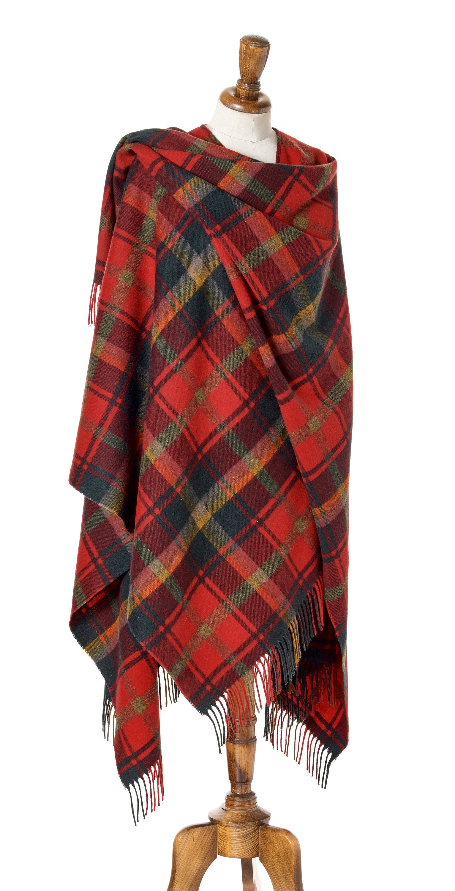 Bronte by Moon Full Size Ruana - Merino Lambswool - Dark Maple Tartan ...