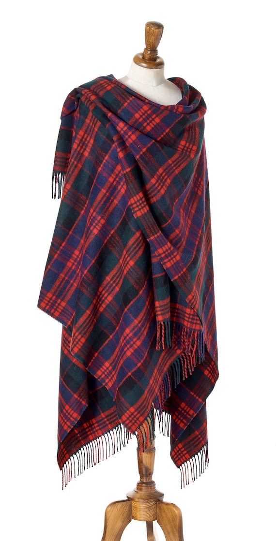 Bronte by Moon Full Size Ruana - Merino Lambswool - Clan Macdonald Tartan - Made in England
