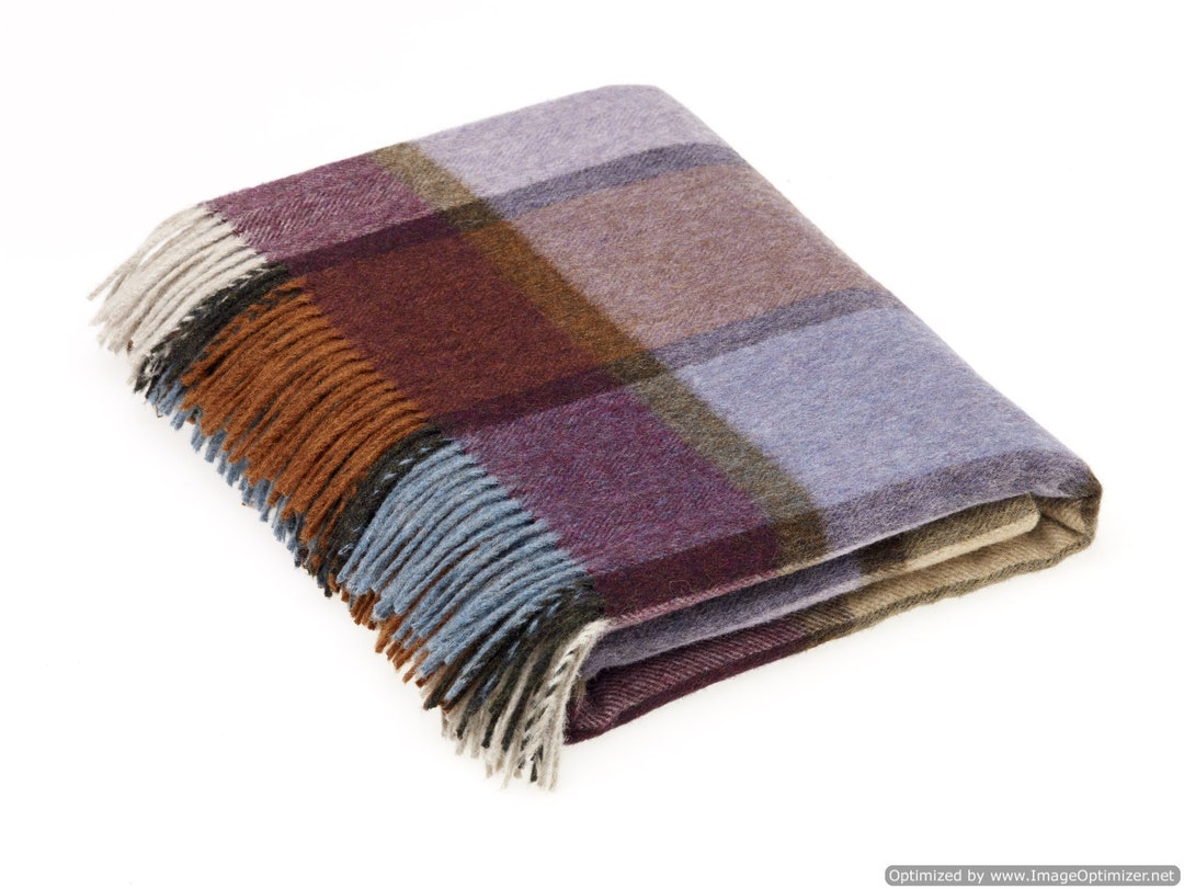 Merino Lambswool Throw Blanket, Wool Blanket, Plaid Blanket,pateley