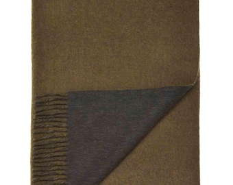 Double Face-Army/Loden-Merino Lambswool Throw-Made in England