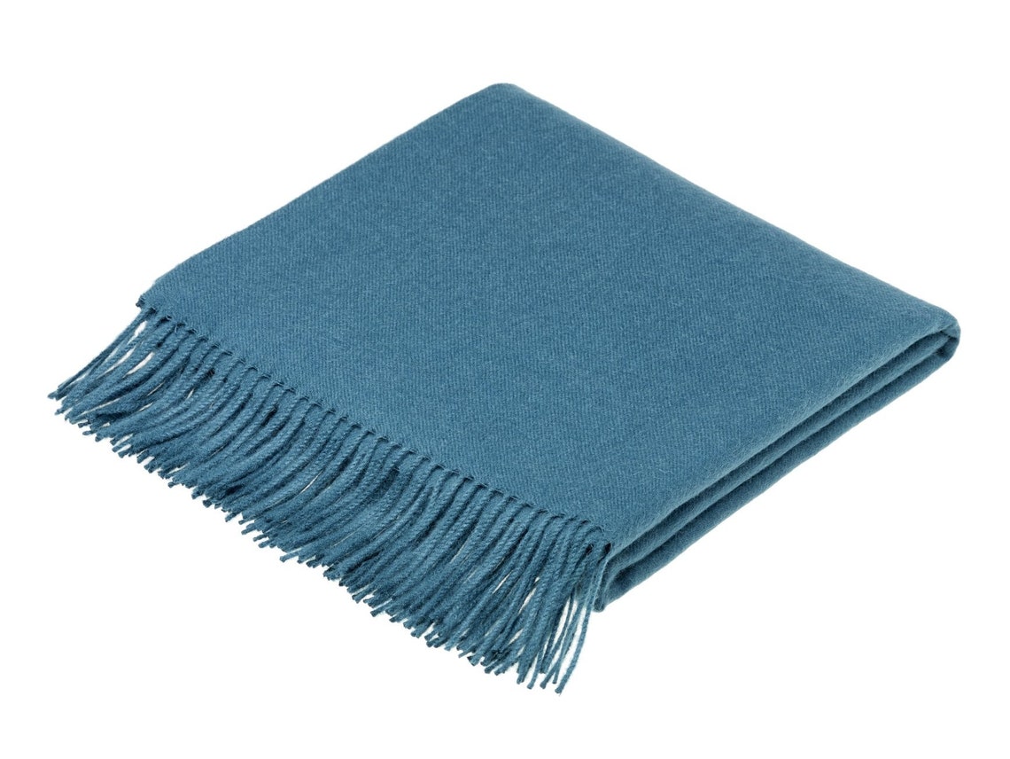 Baby Alpaca Throw Blanket Plain Jade Made in England Etsy