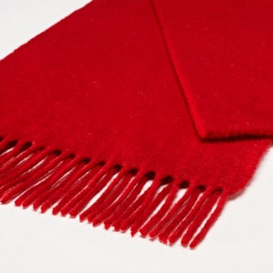 Merino Lambswool Luxury Plain Scarlet Red Scarf Unisex Made in England image 2