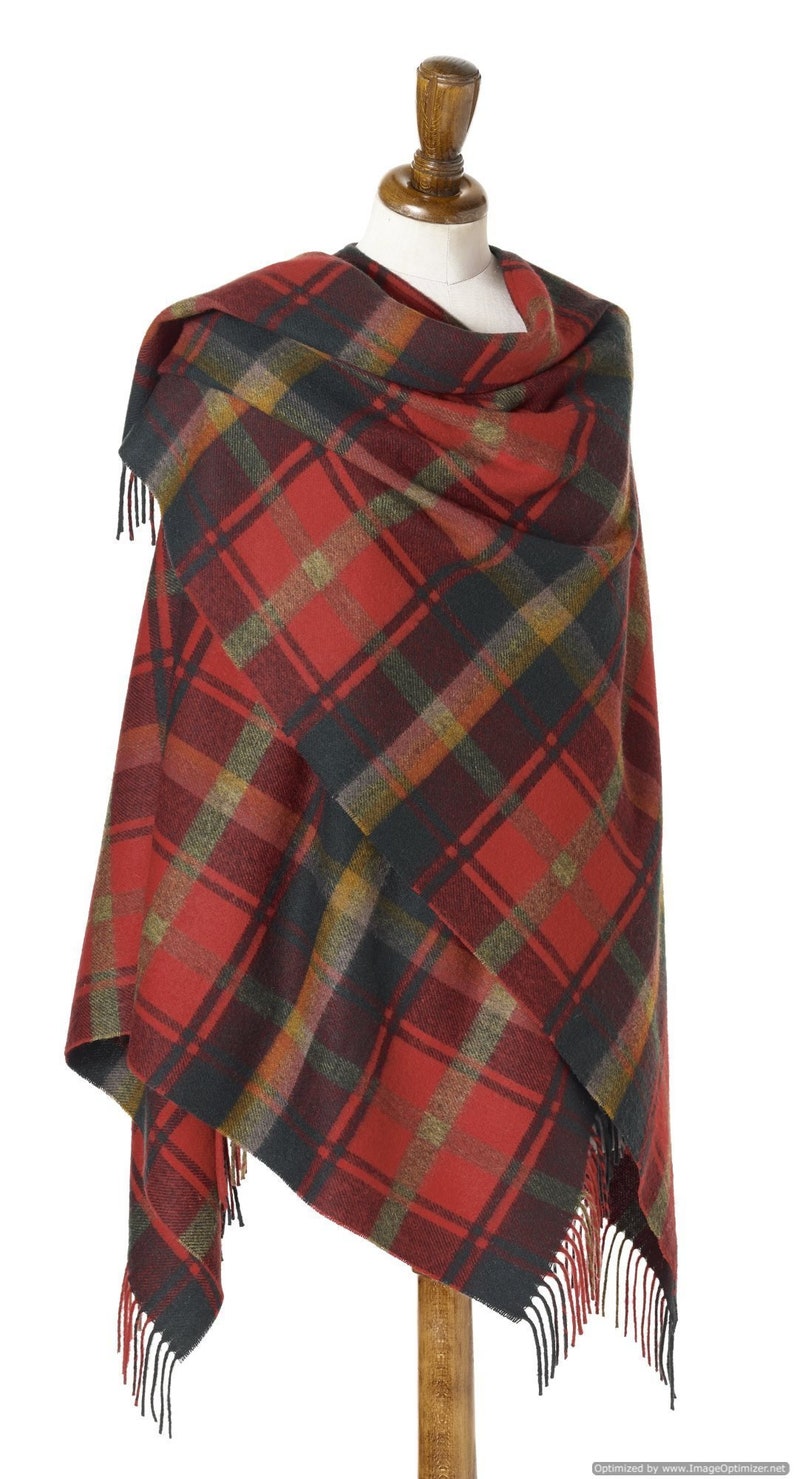 Bronte Moon Ruana Merino Lambswool Dark Maple Tartan Etsy