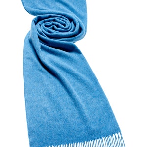 Merino Lambswool Shawl Blanket Scarf Plain Blue Shawl Luxury Oceano Blue Stole Made in England image 2