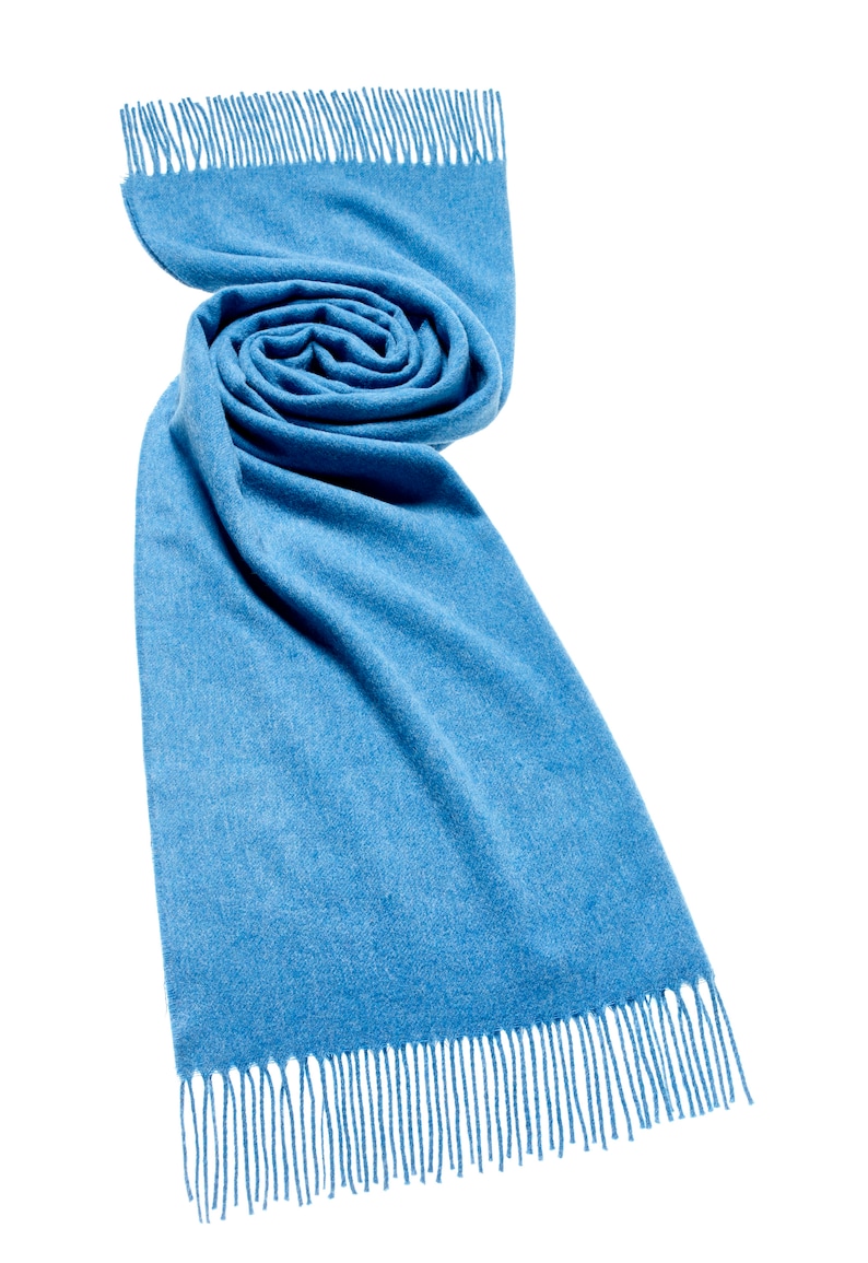 Merino Lambswool Shawl Blanket Scarf Plain Blue Shawl Luxury Oceano Blue Stole Made in England image 2