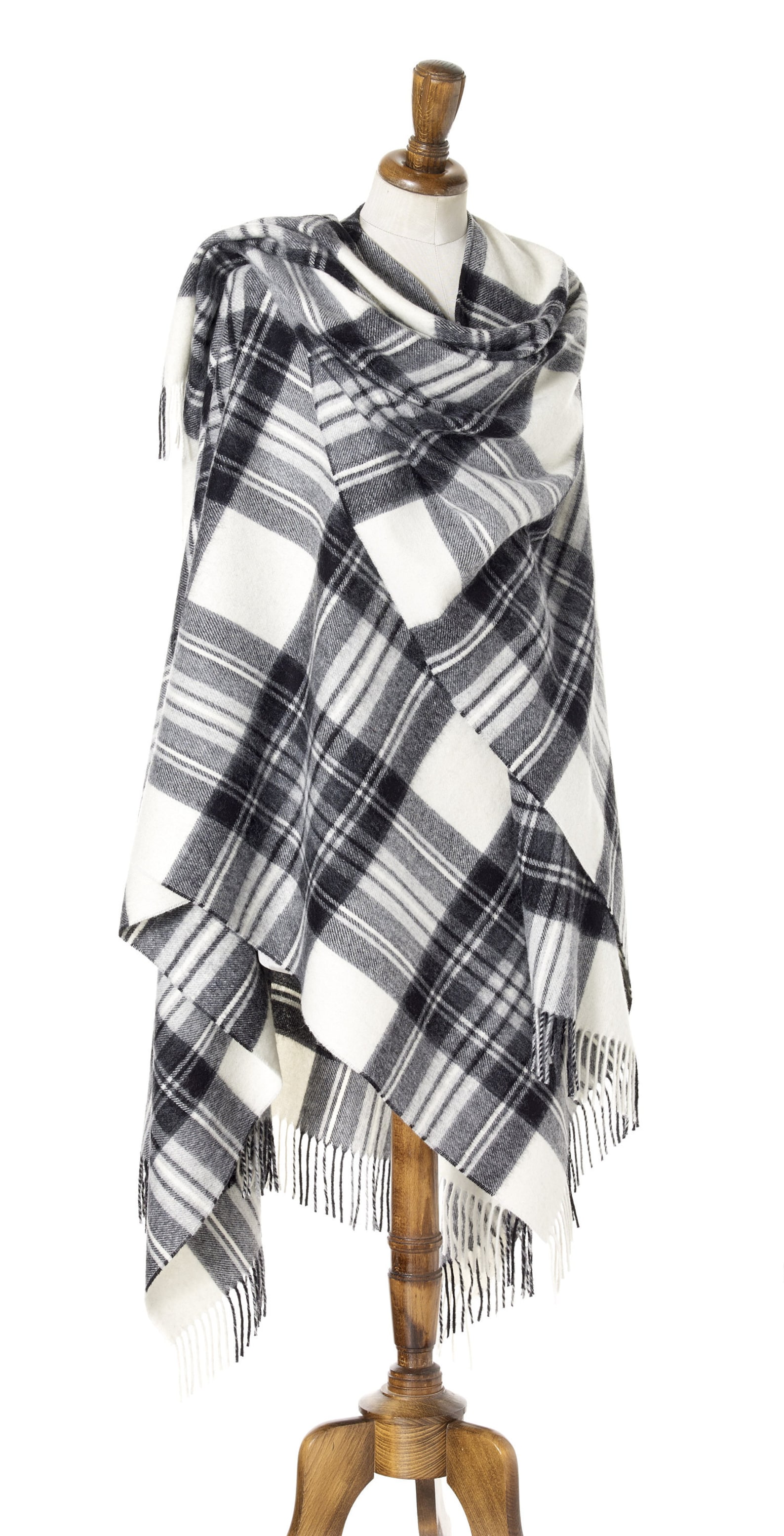 Bronte by Moon Full Size Ruana - Merino Lambswool - Tartan Dress Gray ...