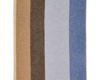 Block Stripe Yellow/Blue Merino Lambswool Throw