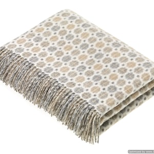 Merino Lambswool Throw Blanket - Milan - Natural, Made in England