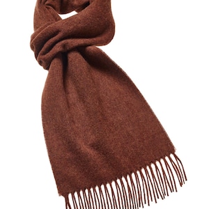 Merino Lambswool Luxury Plain Dark Rust Scarf, Classic Scarf