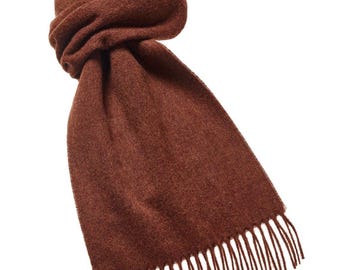 Merino Lambswool Luxury Plain Dark Rust Scarf, Classic Scarf