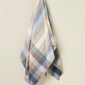 Shetland Pure New Wool - Woodale Blue - Throw Blanket - Bronte by Moon