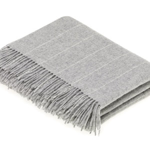 Bronte Moon Merino Lambswool Pinstripe Gray Throw Blanket