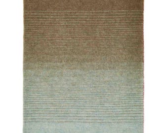 Ombre Stripe-Pink/Khaki-Merino Lambswool Throw-Made in England