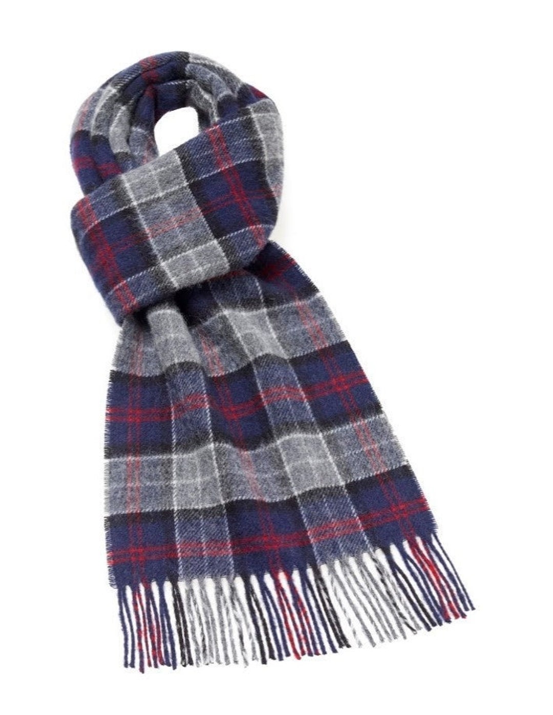Gray navy Plaid Scarf Merino Lambswool Made in England Etsy Canada