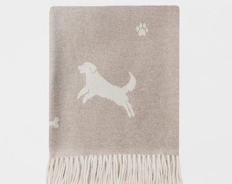 Multi Dog Throw Beige, Merino Lambswool, Made in England