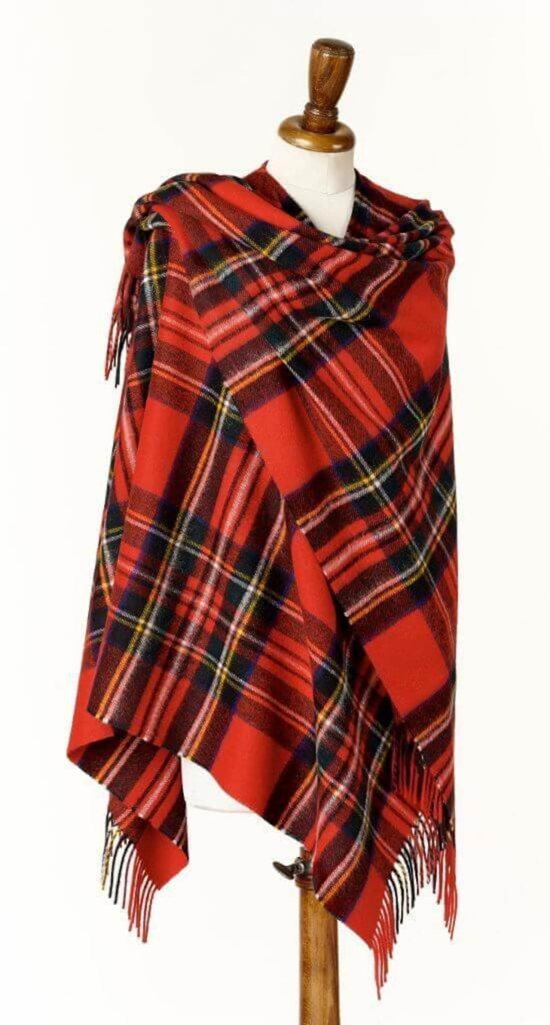 Bronte Moon Ruana - Merino Lambswool - Royal Stewart Tartan Plaid ...