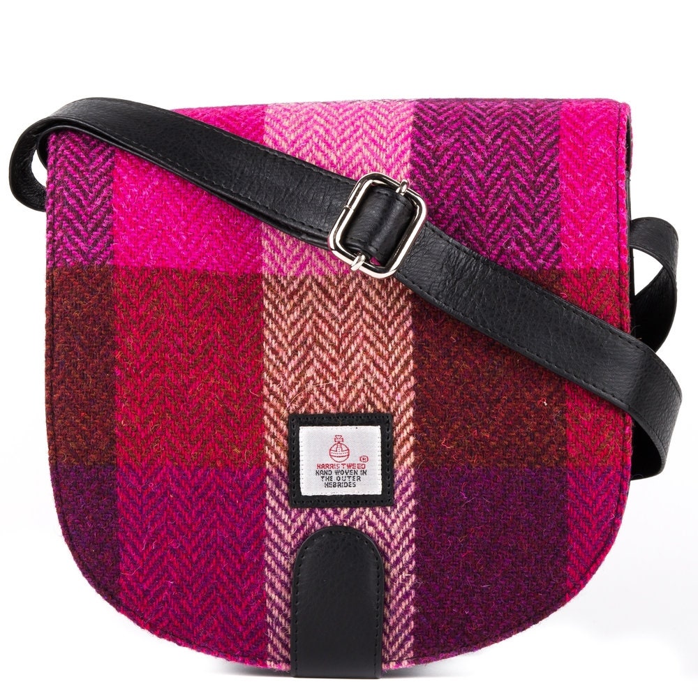 Harris Tweed Small Cross Body Bag Pink Squares Etsy