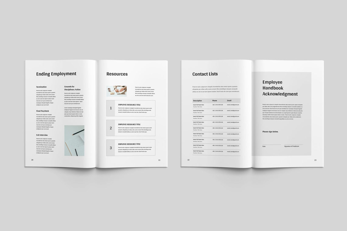 Employee Handbook Template Microsoft Word Adobe Indesign Etsy
