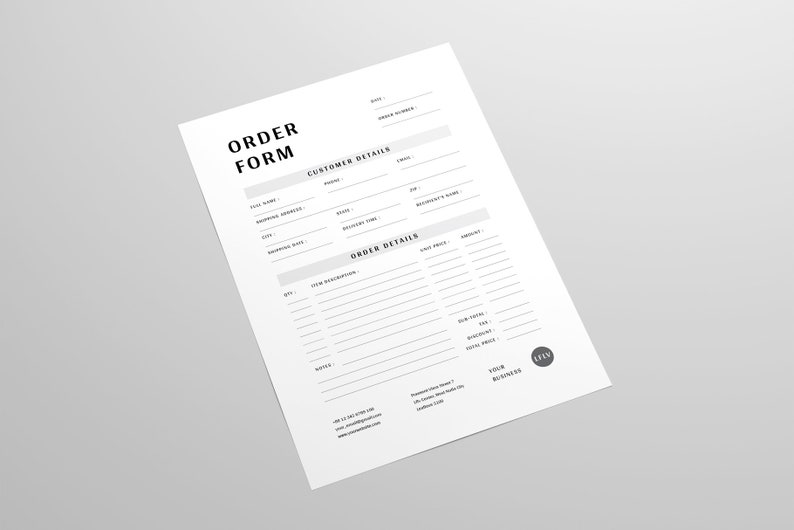 Order Form Template MS Word Template Custom Order Template Microsoft ...