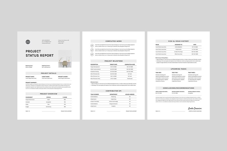 Project Status Report Template MS Word Template Indesign - Etsy Australia