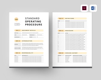 Standard Operating Procedure Template | SOP Template | Microsoft Word Template | Business SOP Document | Business Employee Work Procedure