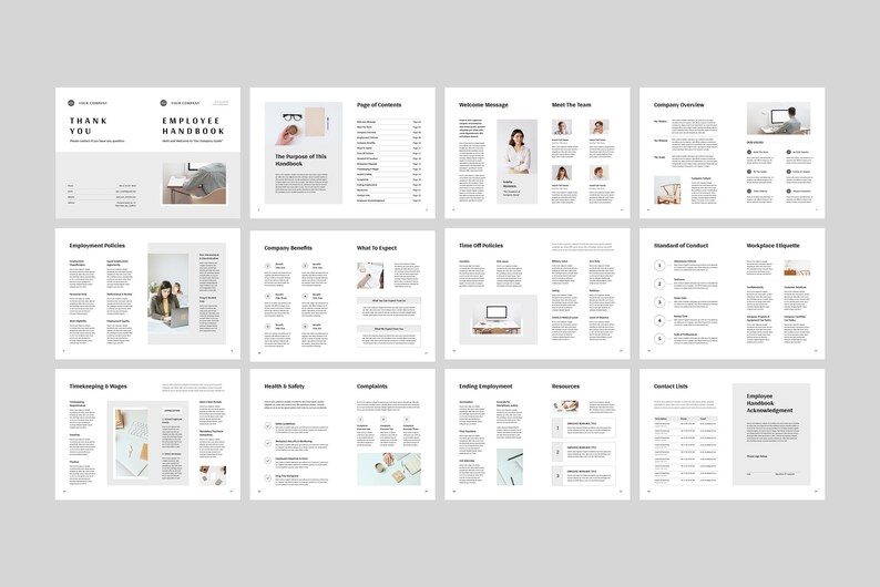 Employee Handbook Template Microsoft Word Adobe Indesign Etsy