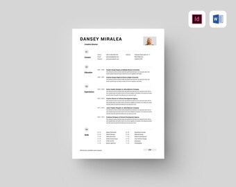 CV Template | MS Word Template | Indesign Template | Microsoft Word Template | MS Word for Cv