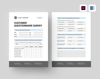 Customer Satisfaction Survey Template | MS Word Template | Client Questionnaire | Customer Satisfaction Questionnaire | CSAT Survey Template