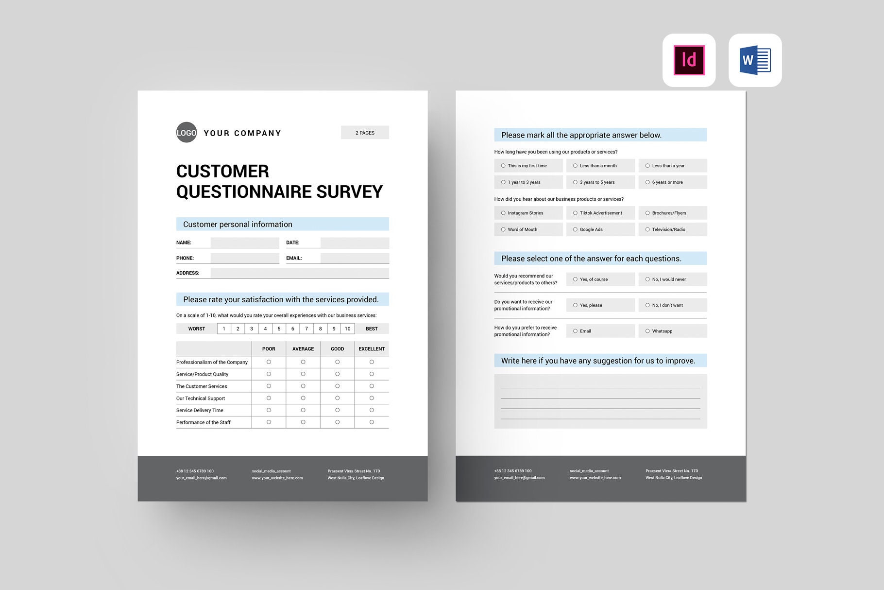 Questionnaire Template Microsoft Word