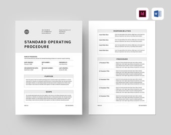 Standard Operating Procedure Template | SOP Template | Microsoft Word Template | Business SOP Document | Work Proccess Procedure Guideline