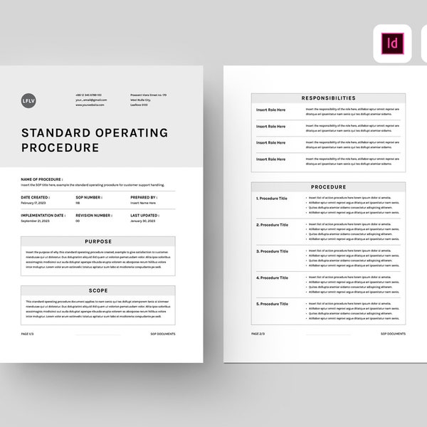 Standard Operating Procedure Template | SOP Template | Microsoft Word Template | Business SOP Document | Work Proccess Procedure Guideline