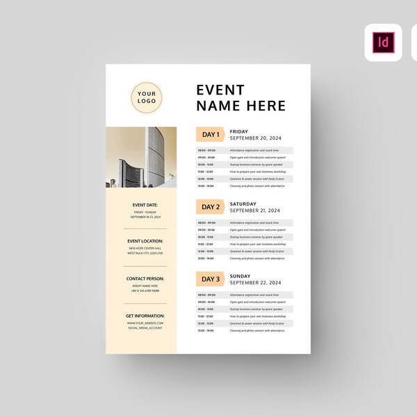 Event Schedule Template | MS Word Template | Conference Meeting Agenda | Event Timeline | Event Party Program Sheet | Event Rundown Planner