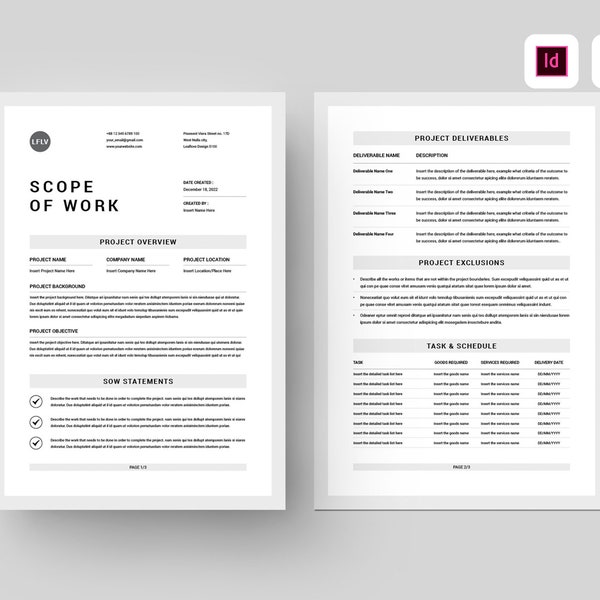 Scope Of Work Template | SOW Template | Microsoft Word Template | Project Outline | Statement Of Work | Project Management | Project Scope