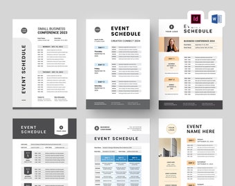 Event Schedule Bundle Template | MS Word Template | Conference Meeting Agenda | Event Timeline | Event Program Flyer | Event Rundown Planner