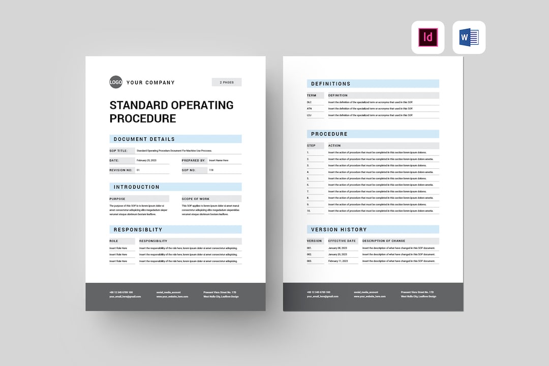Standard Operating Procedure Template SOP Template Microsoft Word ...