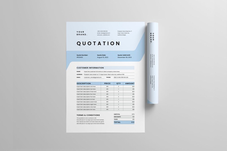 Quotation Template MS Word Template Price Quote Template Job Estimate Template Project Quotation