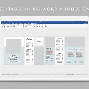 Beauty Salon Brochure Template MS Word Template Indesign Template Spa Brochure Template Feminine Bifold Brochure Salon Price List image 4