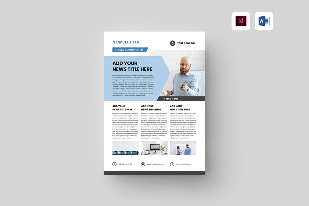 Newsletter Template MS Word Template Indesign Template Business